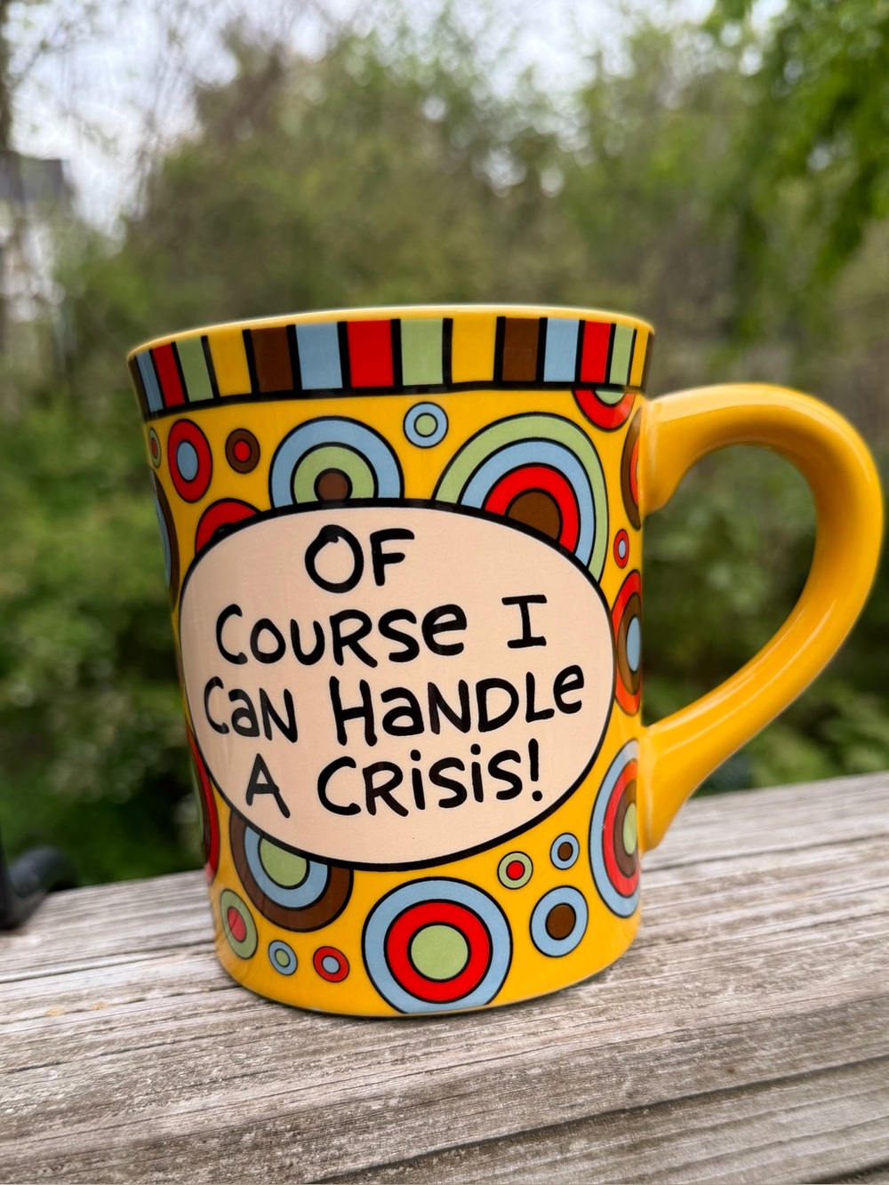 Our Name Is Mud “Of Course I Can Handle A Crisis” “ Hell I Create Them “Mug 2 C